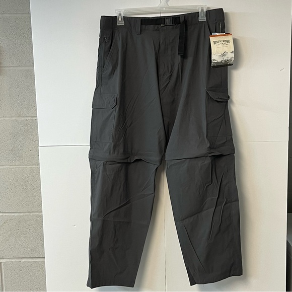 New Men’s Rustic Ridge Carbon Gray Convertible Zip-Off Hiking Cargo Pants 2X - Picture 2 of 13